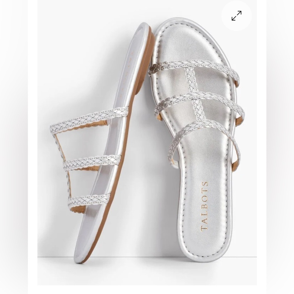 TALBOTS SADIE BRAIDED SLIDES WHITE SIZE 7